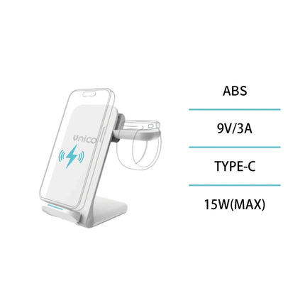 Caricatore Wireless 3 in 1 Scrivolia Pieghevole - Orologio, Auricolari Bluetooth - HC2715