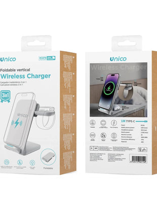 Caricatore Wireless 3 in 1 Scrivolia Pieghevole - Orologio, Auricolari Bluetooth - HC2715