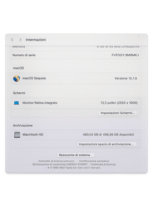 MacBook Air A2179 2020 Intel Core i5 8GB 512GB Rose Gold usato