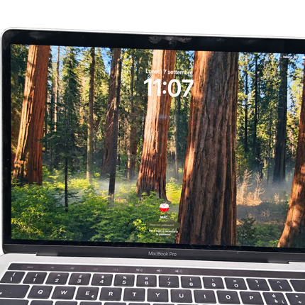MacBook Pro 13 A2159 2019 argento con display Retina acceso