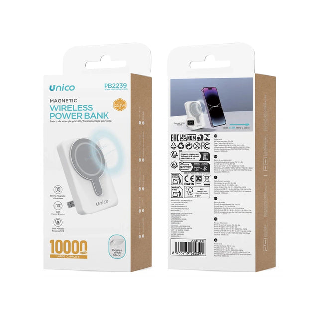 Power Bank Wireless 10000mAh con Ricarica Rapida 22.5W