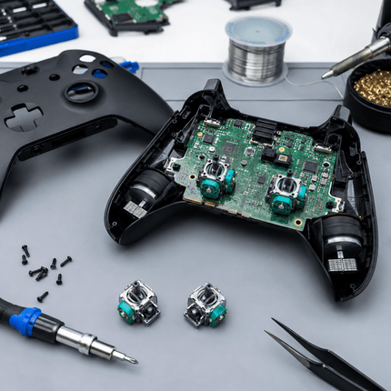 Riparazione pad Xbox One X con sostituzione analogici TMR anti-drift