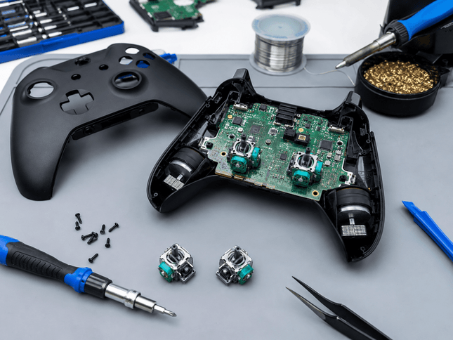 Riparazione pad Xbox One X con sostituzione analogici TMR anti-drift