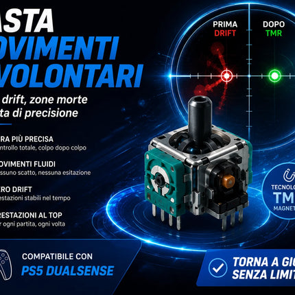 Sostituzione analogici TMR anti-drift per controller PS5 DualSense