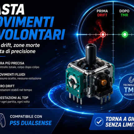 Sostituzione analogici TMR anti-drift per controller PS5 DualSense