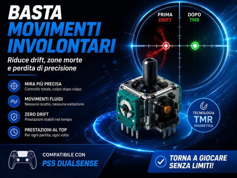 Sostituzione analogici TMR anti-drift per controller PS5 DualSense