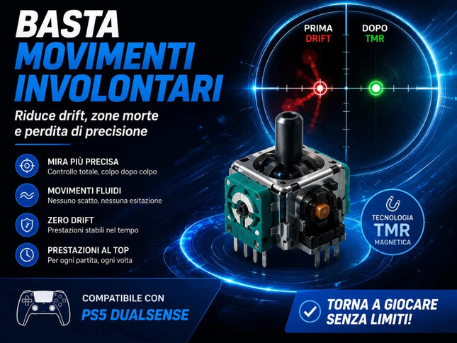 Sostituzione analogici TMR anti-drift per controller PS5 DualSense